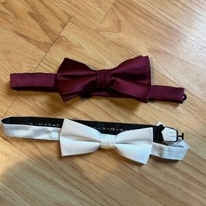 Burgundy and White Bow Tie Set